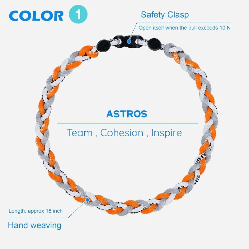 SUPBOMM 3 pcs Baseball Rope Necklaces, League Team Colors Braided Necklace, Baseball Team Gifts - Image 2